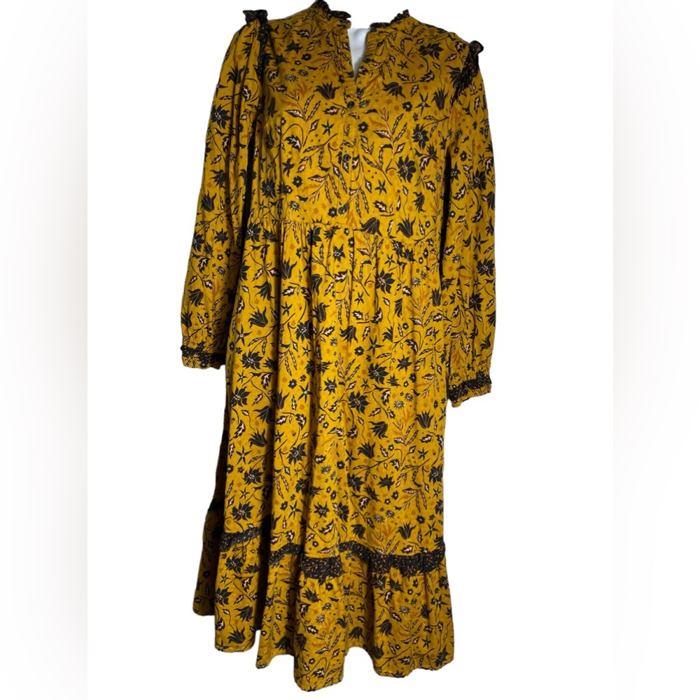 Universal Threads Dress size XS mustard yellow floral long sleeves casual dress